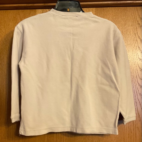 Kids Cherokee Cream Long Sleeve Waffle Knit Long Sleeve Shirt with 2 Buttons. - Picture 3 of 7